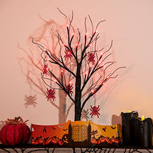 Load image into Gallery viewer, Vanthylit Halloween Spooky Tree Glittered with 24LED Red Lights Black Halloween Tree and Metal Spider Accessories Battery Powered for Halloween Decorations Indoor