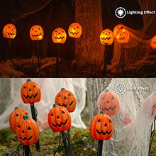 Load image into Gallery viewer, EAMBRITE 4PK 20LT Halloween Pumpkin Pathway Lights End-connectable Pumpkin Stake Lights Waterproof for Halloween Decorations Outdoor Yard Walkway Garden Party Lawn Sidewalk