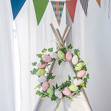 Load image into Gallery viewer, Vanthylit Easter Wreath with Lights 30cm Easter Egg Wreath for Front Door Battery Operated Spring Wreath with Rattan Twigs Ivy Vines for Window Wall Home Party Easter Decoration
