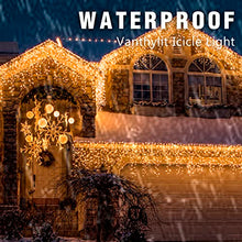 Load image into Gallery viewer, Vanthylit Icicle Lights Outdoor with 320LT Warm White LED Icicle Lights with 8 Modes for Christmas Decorations Outdoor Indoor
