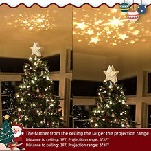 Load image into Gallery viewer, Vanthylit Gold Star Christmas Tree Topper with Built-in Rotating Warm White Star Projector for Christmas Tree Decorations