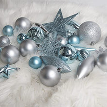 Load image into Gallery viewer, EAMBRITE Christmas Bauble Set White Silver Blue Christmas Balls with Star Tree Topper for Garland Wreath Christmas Tree Decoration