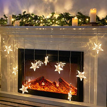 Load image into Gallery viewer, Eambrite Star Curtain String Lights with Twinkle Lights Warm White Window Fairy Lights with Waterproof Transformer Christmas Star Decoration Lights for Indoor and Outdoor Decoration