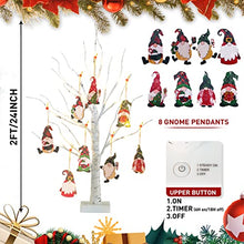 Load image into Gallery viewer, PEIDUO Christmas Decorations Indoor 2FT 24LT Lighted Birch Tree with 8 Christmas Gnome Ornaments Battery Powered with Timer for Home Table Party Festival Wedding Decor