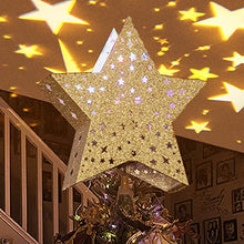 Load image into Gallery viewer, EAMBRITE Christmas Tree Topper, Star Tree Topper with Rotating Star Projector Lights, 3D Hollow Gold Tree Topper for Christmas Tree Decorations