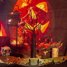Load image into Gallery viewer, PEIDUO 2 FT Black Halloween Tree with 24 Red Lights and Halloween Tree Ornaments Light up Bonsai Tree with Timer for Halloween Decorations Indoor Battery Powered