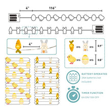 Load image into Gallery viewer, EAMBRITE Set of 2 Easter Decorations Lights 10Ft 60LT Easter Eggs Chick Fairy Lights and Carrot Bunny String Lights Set with Timer Battery Operated Spring Indoor Decor for Home Party Table Tree