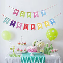 Load image into Gallery viewer, EAMBRITE Rainbow Happy Birthday Banner, 12.9FT Lovely Birthday Decor, Colorful Bunting Banner for Home Fireplace Garland Birthday Party Decorations