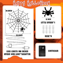 Load image into Gallery viewer, Vanthylit Halloween Spider Web Lights with Black Spider, 70LED Orange Halloween Lights Waterproof for Halloween Decorations Indoor Outdoor