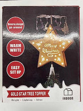 Load image into Gallery viewer, EAMBRITE Christmas Star Tree Topper Pre-lit Golden Star Tree Topper with Flying Reindeer Decorations Plug in for Indoor and Outdoor Décor - Warm White Led