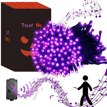 Load image into Gallery viewer, EAMBRITE Halloween Decorations 200 LED Halloween String Lights with Spooky Music Motion Sensor Controller Twinkle Waterproof Purple Lights Plug in for Indoor Outdoor Tree Party Yard Christmas Decor