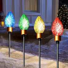 Load image into Gallery viewer, PEIDUO 4PK Christmas Bulb Pathway Lights with 40 LED Bulbs Decoration for Holiday Christmas Stake Lights on Outdoor Patio Yards Driveways Pathways