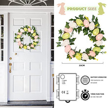 Load image into Gallery viewer, Vanthylit Easter Wreath with Lights 30cm Easter Egg Wreath for Front Door Battery Operated Spring Wreath with Rattan Twigs Ivy Vines for Window Wall Home Party Easter Decoration