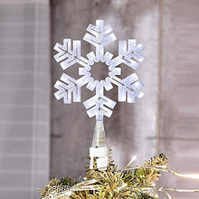 Load image into Gallery viewer, EAMBRITE Crystal Snowflake Tree Topper LED Xmas Treetop with 50 Cool White LEDs Twinkle Effect Decor for Christmas Tree (20CM)