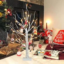 Load image into Gallery viewer, PEIDUO Christmas Decorations Indoor 2FT 24LT Lighted Birch Tree with 8 Christmas Gnome Ornaments Battery Powered with Timer for Home Table Party Festival Wedding Decor