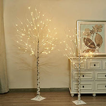 Load image into Gallery viewer, EAMBRITE White Christmas Twig Trees Set of 6FT, 5FT Birch Tree with Warm White LEDs Timer Mains Powered with Waterproof Adaptor for Outdoor and Indoor Christmas Decorations