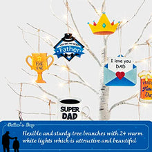 Load image into Gallery viewer, PEIDUO Fathers Day Table Decorations, Happy Fathers Day Decorations for Home with 10 Hanging Ornaments, Battery Powered Fathers Day Centerpiece Decorations with Timer (2FT 24LT Warm White)