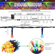 Load image into Gallery viewer, PABIPABI Cluster String Lights 200LT Connectable 29.25FT 9 Modes Christmas Firecracker Fairy Lights Fuzzy Ball Waterproof Indoor & Outdoor for Window Fence Garden Wedding Party Plug in (Multicolor)