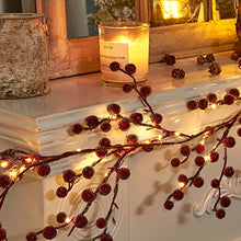 Load image into Gallery viewer, Vanthylit 6FT Red Berry Garland Lights Battery Operated Christmas Garlands for Holiday Indoor Outdoor Decorations