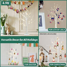 Load image into Gallery viewer, PEIDUO Set of 4 Artificial Tree for Table Decor, Battery Powered Tree Lights with Timer, Lighted Birch Tree with LED Lights for Home, Bedroom, Office, Living Room, Wedding Decor (2FT 24LT Warm White)