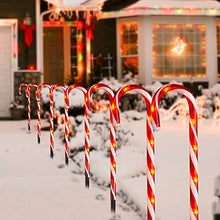 Load image into Gallery viewer, PEIDUO Candy Cane Lights 17.25” Set of 8 Path Light Replacement Stakes with 64 Warm White Lights and 8 Modes for Christmas Outdoor Decorations Yard and Xmas Pathway Lawn Driveway Decor