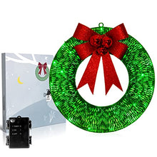 Load image into Gallery viewer, Vanthylit Christmas Decorations, Lighted Christmas Wreath, 40LT Battery Operated Green LED Lights 18.5” Wreath Frame Covered with Green Glittering Sequins for Christmas Home Wall Door Decoration