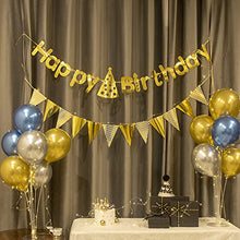 Load image into Gallery viewer, DELICHTER 2×Gold Geburtstag Deko Girlande und 1× 50 LEDs Lichtkette mit Battriebetrieben Happy Birthday Deko für Mädchen und Jungen