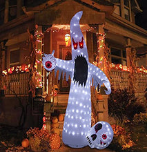 Load image into Gallery viewer, Vanthylit Halloween Inflatable White Ghost Outdoor Decoration with 10FT 220LT Build-in Cool White LED Lights,Blow Up White Ghost with Eye and Skull for Halloween Decorations Outdoor Yard Garden Lawn
