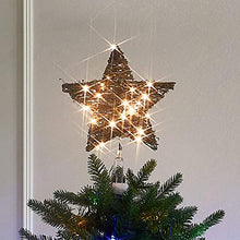 Load image into Gallery viewer, EAMBRITE 25cm Weihnachten LED Weihnachtsbaumspitze Stern Baum Rattan Christbaumspitze Warmweiße Lichter Mit 8 Funkelnder LED Dekoration Für Konische Transparente Basis Für Hochzeit Party HausDeko