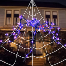 Load image into Gallery viewer, PEIDUO Halloween Giant Spider Decoration Bendable Iron Frame with 81 Flashing Purple Lights 2 Red Lights for Indoor Outdoor Bedroom Party Lawn Garden Décor