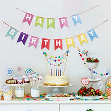 Load image into Gallery viewer, EAMBRITE Rainbow Happy Birthday Banner, 12.9FT Lovely Birthday Decor, Colorful Bunting Banner for Home Fireplace Garland Birthday Party Decorations