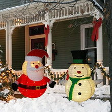 Load image into Gallery viewer, PEIDUO Light up Santa Claus and Snowman Suit,30 Inch Height with 100 Warm White Lights, Pre Lit Collapsible Christmas Decorations for Indoor Outdoor Holiday Yard Porch Patio Bedroom Lawn Garden Décor