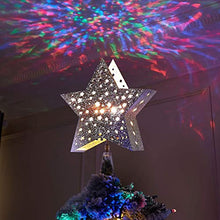Load image into Gallery viewer, Vanthylit Golden Star Christmas Tree Topper Projector Tree Top Star with Water Ripple Effect LED Projector Christmas Tree Decoration(RGB)