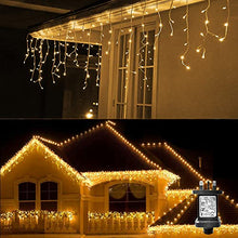 Load image into Gallery viewer, Eambrite Outdoor Christmas Lights 320 LED 32ft Icicle Lights Plug in String Lights Outside Lights with Memory for Home/Party/Christmas Decorations (10m, Warm White)