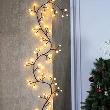 Load image into Gallery viewer, EAMBRITE Christmas Decorations 2.7m 84 LEDs Frosted Ball Brown Garland with Warm White Light Waterproof Vine with Fairy Lights Plug in for Indoor Outdoor Home Garden Party Decoration