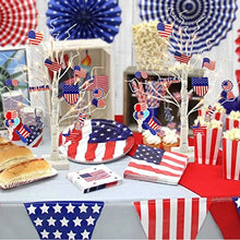 Load image into Gallery viewer, EAMBRITE 4th of July Decorations, 2FT Set of 2 Lighted Birch Tree with 24 Wooden 4th of July Accessories, Patriotic Tree Decorations for Independence Day Fouth of July Table Centerpieces with Timer