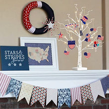 Load image into Gallery viewer, PEIDUO 4th of July Decorations for Home, Artificial Tree with 4th of July Accessories, Battery Powered Patriotic Decorations with Timer, Lighted Birch Tree with LED Lights (2FT Warm White)