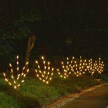 Load image into Gallery viewer, EAMBRITE Brown Twig Branches with Acrylic Leaves 30IN 60LT Outdoor Garden Stake Lights with Warm White LED Plug in for Walkway Patio Yard Garden Lawn Decoration Indoor and Outdoor Use (Vase Excluded)