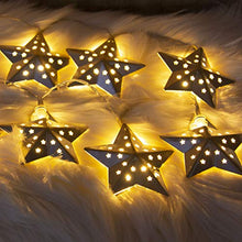 Load image into Gallery viewer, EAMBRITE Metal Star String Lights 10 LED Warm White Fairy Lights Battery Operated Indoor Decoration for Easter Birthday Wedding Window Desk Mantelpiece Party Kids' Room Bedroom