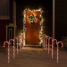 Load image into Gallery viewer, DELICHTER LED 8er Zuckerstangen Lichterketten Rot-Weiß Warm Weiß Lichter mit 8 Modi, Strombetrieben Weihnachtsbeleuchtung Deko für Außen und Innen Garten Weihnachten(44CM)