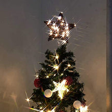 Load image into Gallery viewer, PEIDUO Christmas Rattan Star Tree Topper Adapter Plug in with 40 Warm White Lights Rustic LED Light Up Tree Topper Decoration for Christmas Tree