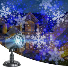 Load image into Gallery viewer, Vanthylit Christmas Projection Lights White and Blue Snowflakes Projector Outdoor and Indoor Waterproof LED Landscape Lighting for Christmas Garden House Party Decoration