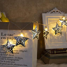 Load image into Gallery viewer, EAMBRITE Metal Star String Lights 10 LED Warm White Fairy Lights Battery Operated Indoor Decoration for Easter Birthday Wedding Window Desk Mantelpiece Party Kids' Room Bedroom