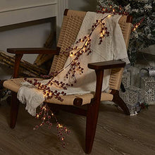 Load image into Gallery viewer, Vanthylit 6FT Red Berry Garland Lights with 88LT Warm White Lights Battery Operated Christmas Garlands with Timer Function Twig Vine for Holiday Indoor and Outdoor Fireplace Bedroom Yard Decoration