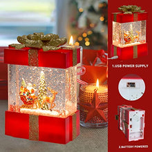 Load image into Gallery viewer, PEIDUO Christmas Snow Globe Lighted Lantern with Music Boxes Animated ,Santa Claus Glittering Lantern Lamp Lantern for Christmas Home Decoration, Holidays Home Tabletop Decor, 3 AA Battery or USB