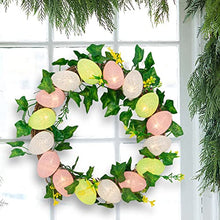 Load image into Gallery viewer, EAMBRITE Easter Egg Wreath 13” 16LT Spring Wreath with Timer Function Battery Operated for Front Door Window Wall