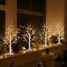 Load image into Gallery viewer, PEIDUO Set of 4 Artificial Tree for Table Decor, Battery Powered Tree Lights with Timer, Lighted Birch Tree with LED Lights for Home, Bedroom, Office, Living Room, Wedding Decor (2FT 24LT Warm White)