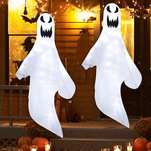 Load image into Gallery viewer, Vanthylit Set of 2 Hanging Ghosts Halloween Outdoor Decoration with 80 Cool White LED Lights Spooky Lighted Windsock for Halloween Party Patio Yard Porch
