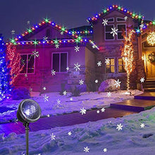 Load image into Gallery viewer, Vanthylit Christmas Snowflake Projector Light Remote Controlled Multi-Function Rotating for Xmas Moving Snowflake Points Landscape Lights for Home Yard Garden Wedding Show Club Pub