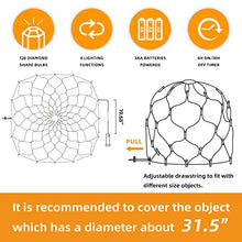 Load image into Gallery viewer, EAMBRITE Christmas Lights 128LT Bush Net Lights Diamond Shape LEDs 8 Modes Timer Waterproof Battery Powered for Yard Bushes Indoor Outdoor Decorations (Warm White)
